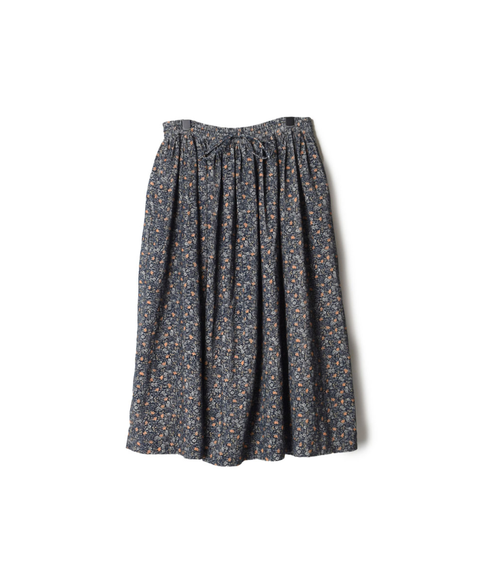 NSL22553 (スカート) CORDUROY SMALL FLOWER PRINT GATHERED SKIRT