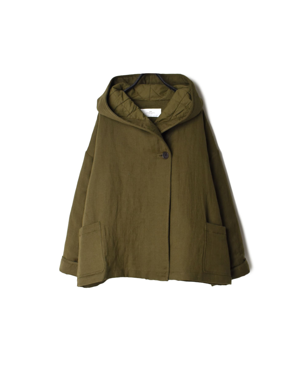 NSL22521 (ジャケット) WOOL LINEN PLAIN WITH QUILTED LINING HOODED JACKET