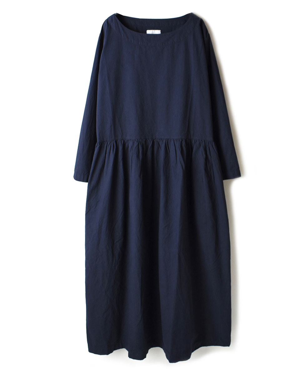 INAM1951PD (ワンピース) 40’S POPLIN BOAT NECK L/SL ONE-PIECE