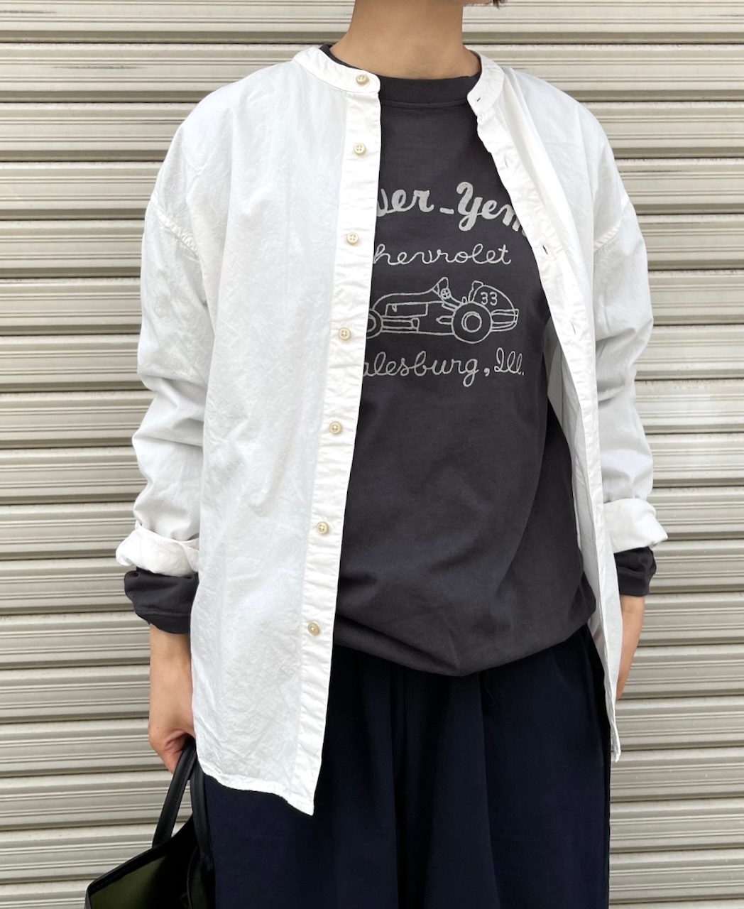 INAM1702PD (シャツ) 40'S POPLIN OVER DYED UTILITY BANDED COLLAR SHIRT
