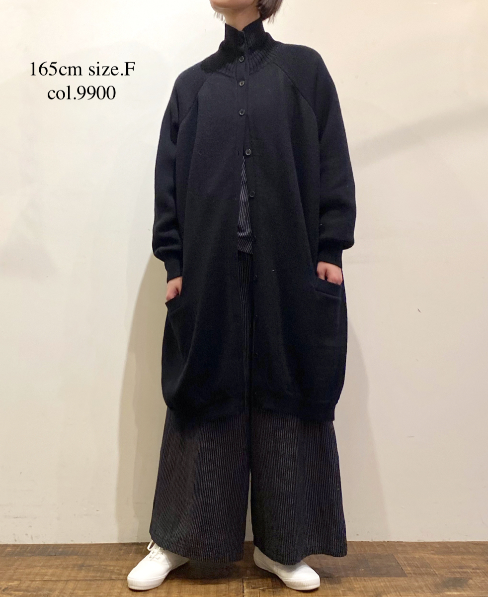 GNSL22703 (カーディガン) 5GG 2PLY COTOSWOLDS TURTLE NECK BUTTON LONG CARDIGAN