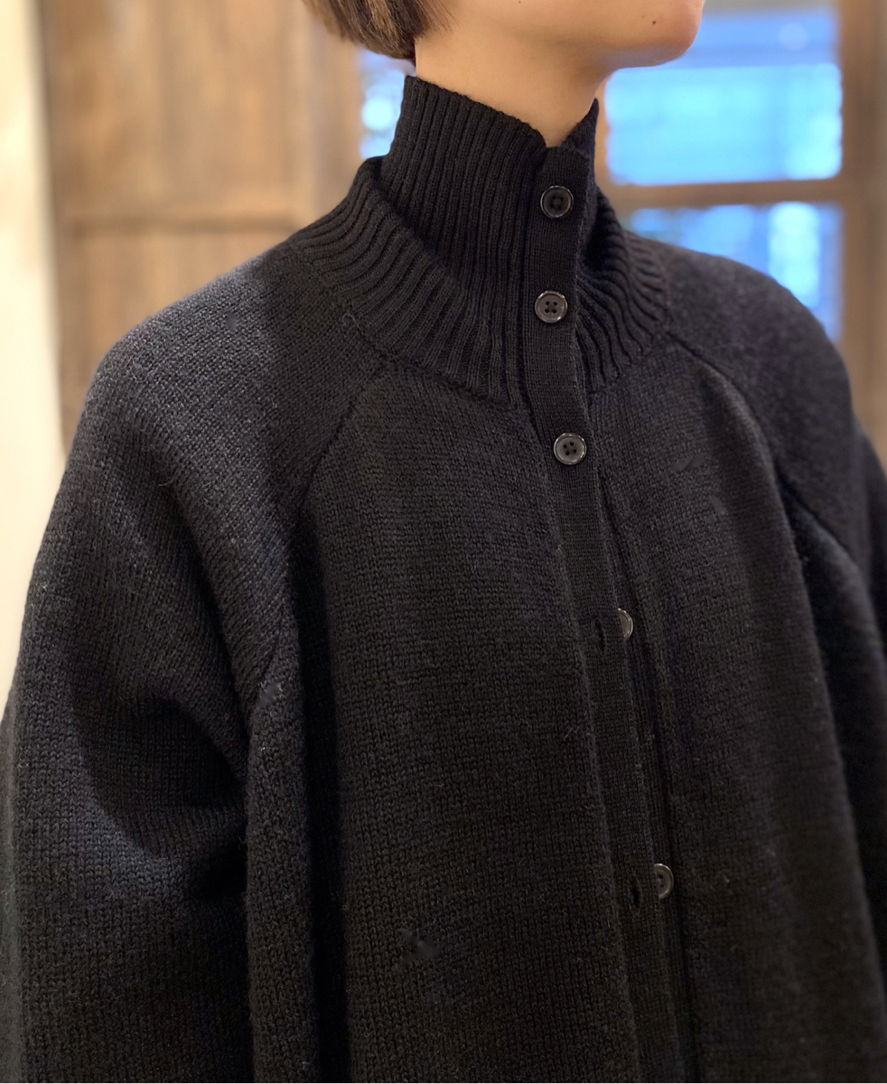 GNSL22703 (カーディガン) 5GG 2PLY COTOSWOLDS TURTLE NECK BUTTON LONG CARDIGAN