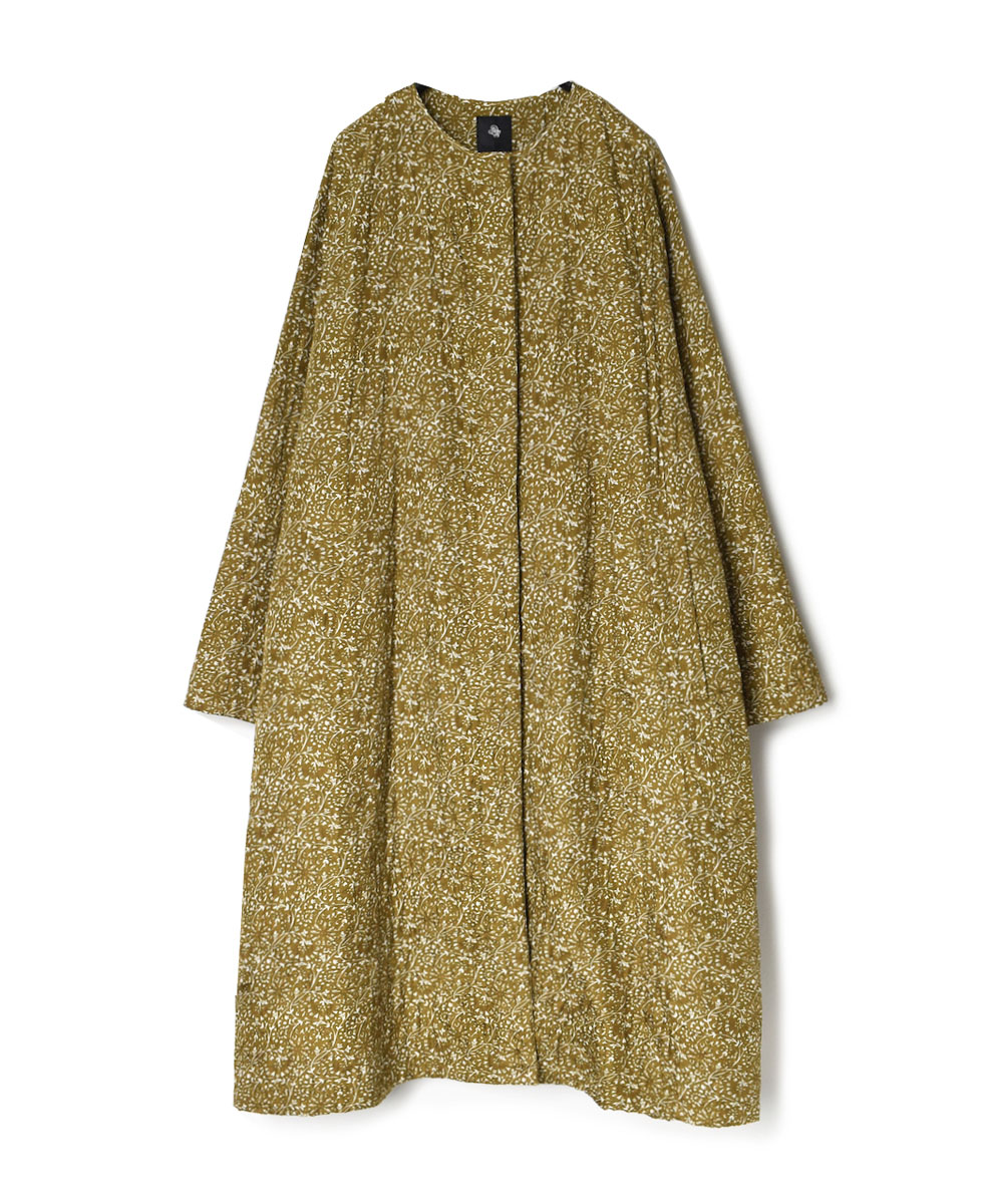 NMDS20511P (コート) QUILTED SILK PRINT C-NECK RAGLAN COAT