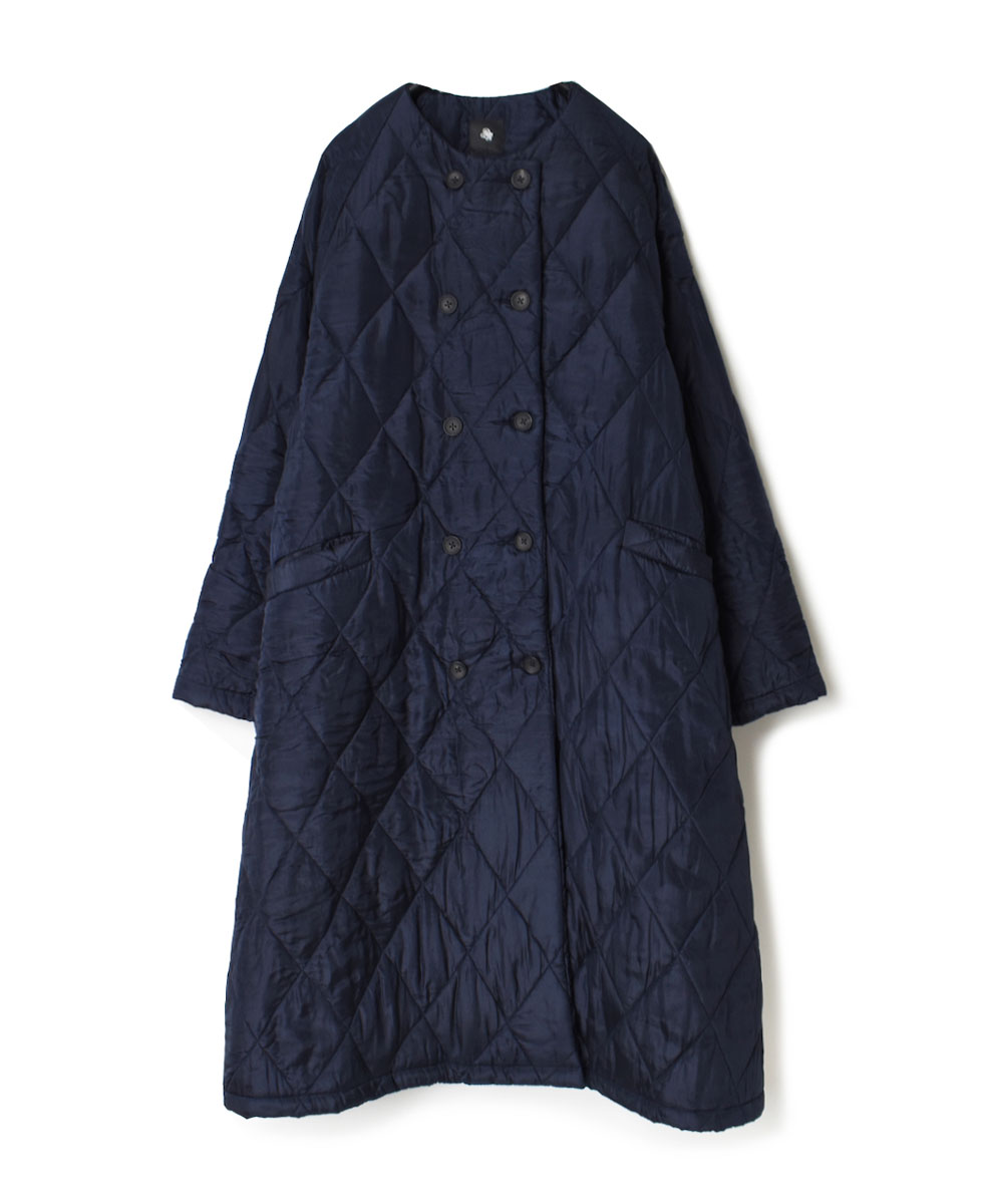 NMDS21512 (コート) PADDED SILK PLAIN NO COLLAR DOUBLE COAT