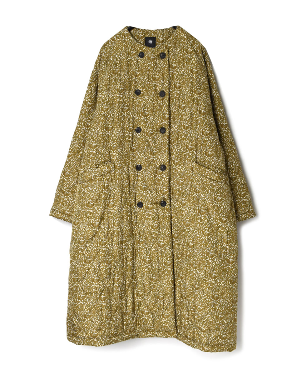NMDS21512P (コート) PADDED SILK PRINT NO COLLAR DOUBLE COAT
