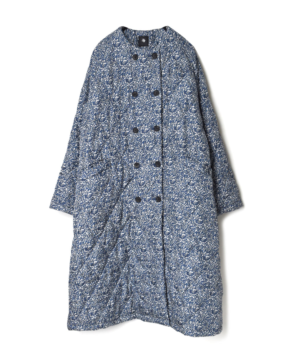 NMDS21512P (コート) PADDED SILK PRINT NO COLLAR DOUBLE COAT