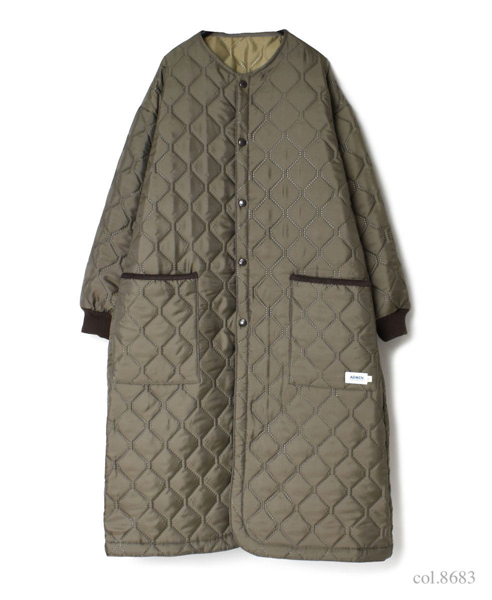 NAM2251PP (コート) POLY×POLY HEAT QUILT OVERSIZED NO COLLAR COAT WITH RIBBED CUFF