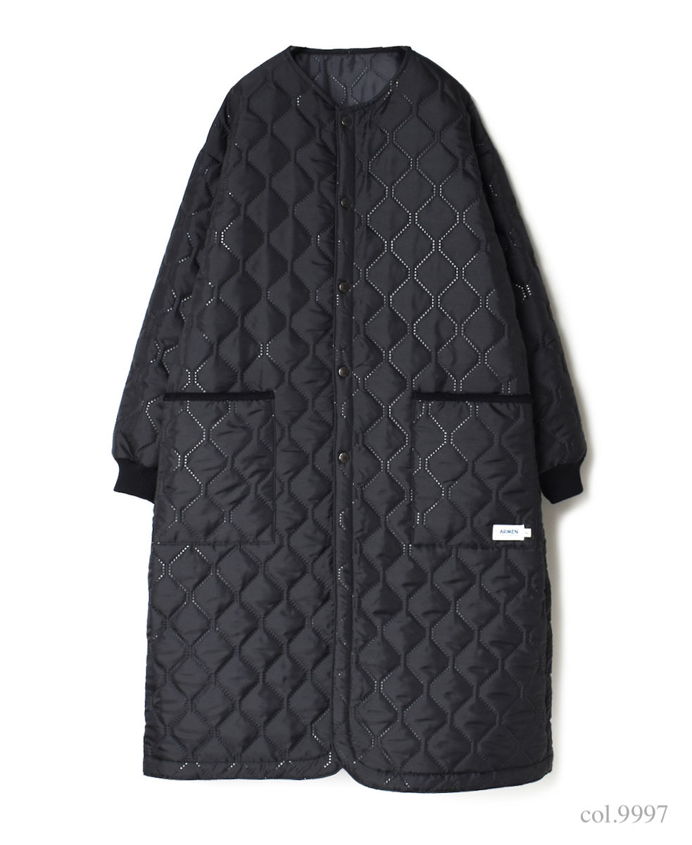 NAM2251PP (コート) POLY×POLY HEAT QUILT OVERSIZED NO COLLAR COAT WITH RIBBED CUFF