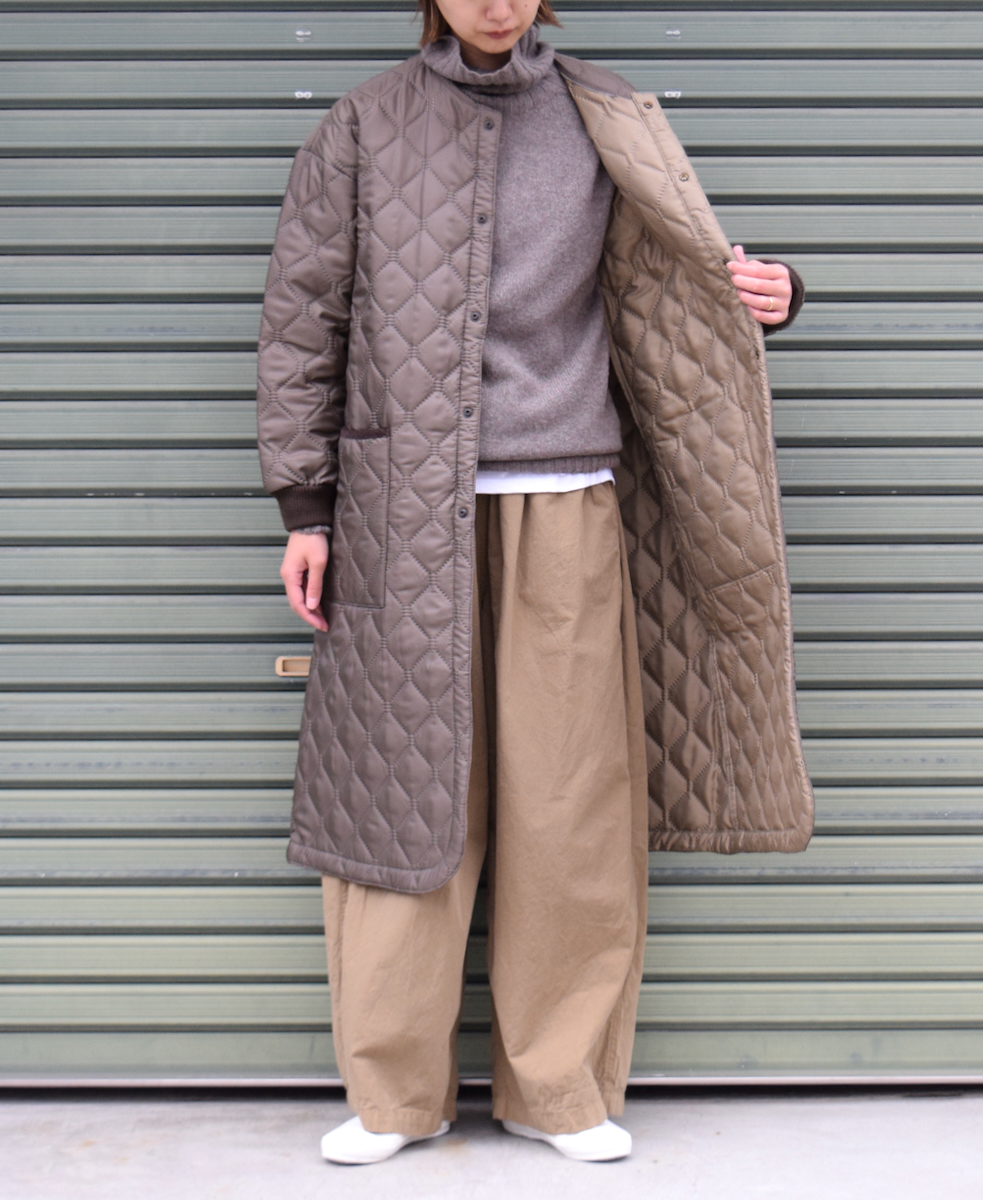 NAM2251PP (コート) POLY×POLY HEAT QUILT OVERSIZED NO COLLAR COAT WITH RIBBED CUFF