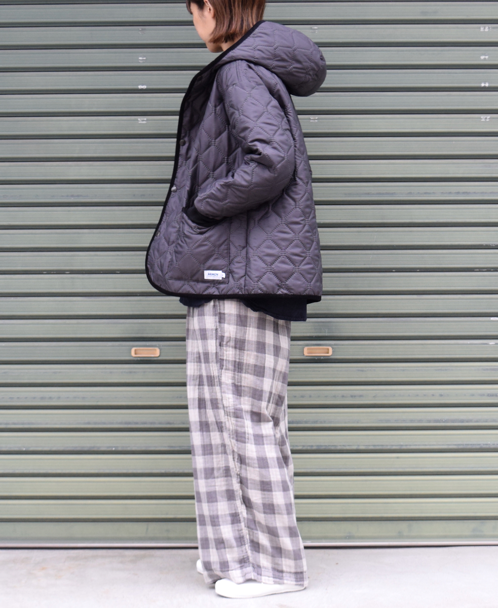 NAM2153PP (ジャケット) POLY×POLY HEAT QUILT OVERSIZED HOODED JACKET WITH RIBBED CUFF