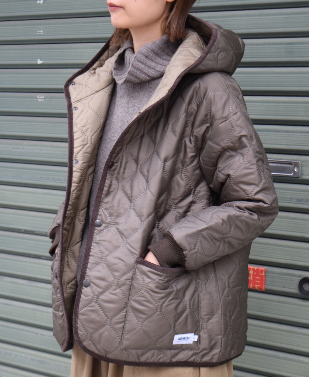 NAM2153PP (ジャケット) POLY×POLY HEAT QUILT OVERSIZED HOODED JACKET WITH RIBBED CUFF