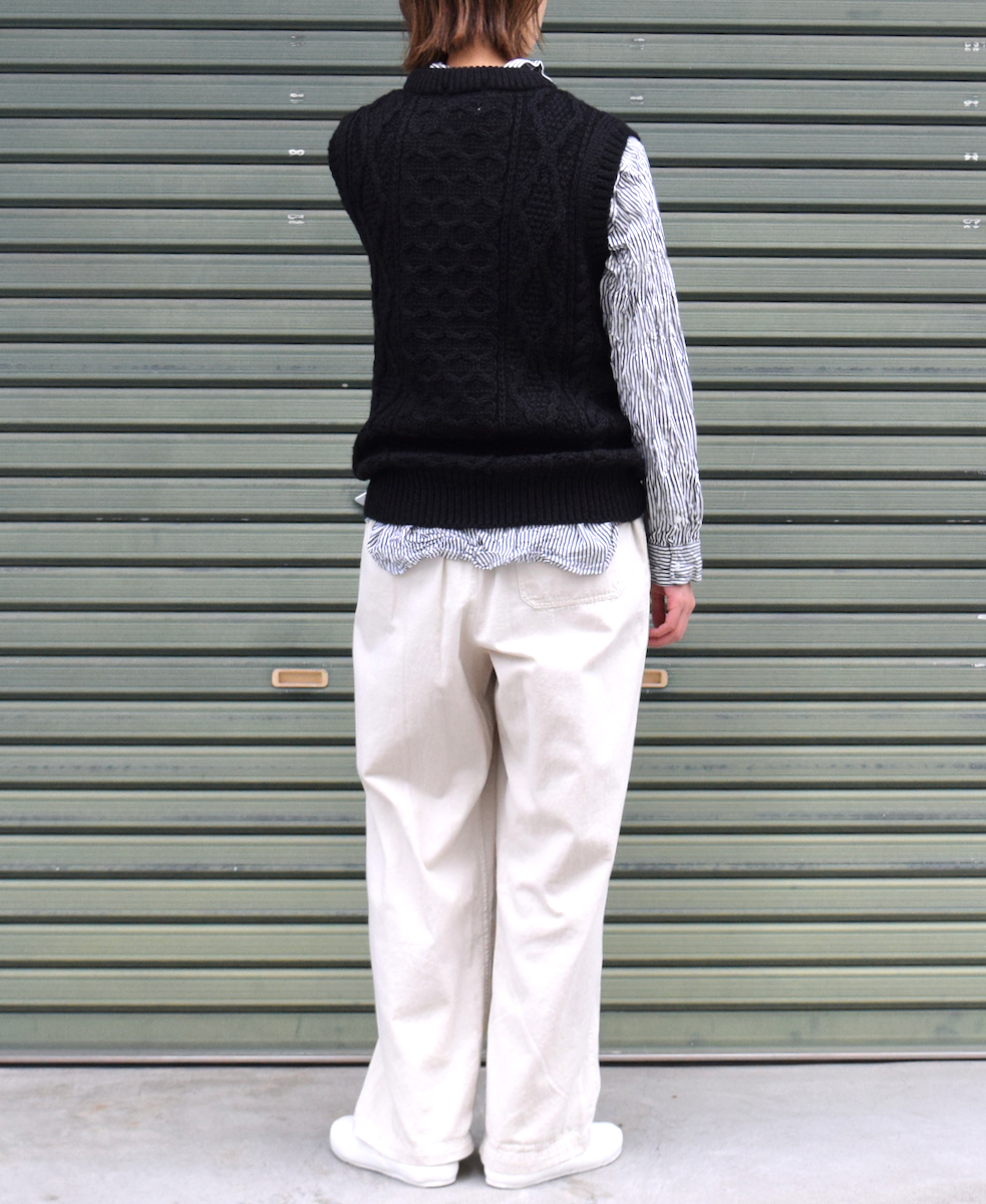 NVL1861BSW (シャツ) COTTON STRIPE REGULAR COLLAR L/SL OVERSIZED SHIRT