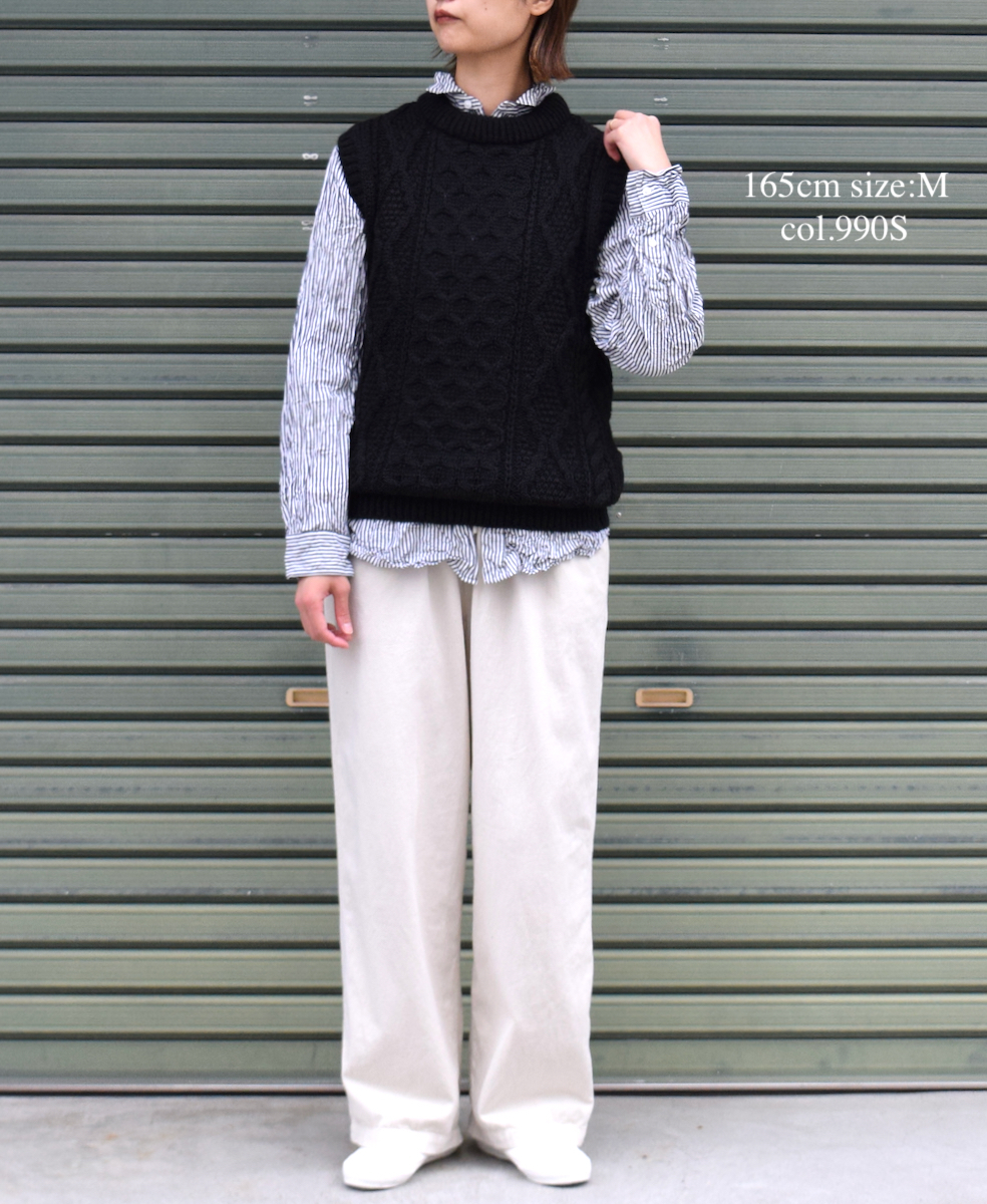 NVL1861BSW (シャツ) COTTON STRIPE REGULAR COLLAR L/SL OVERSIZED SHIRT
