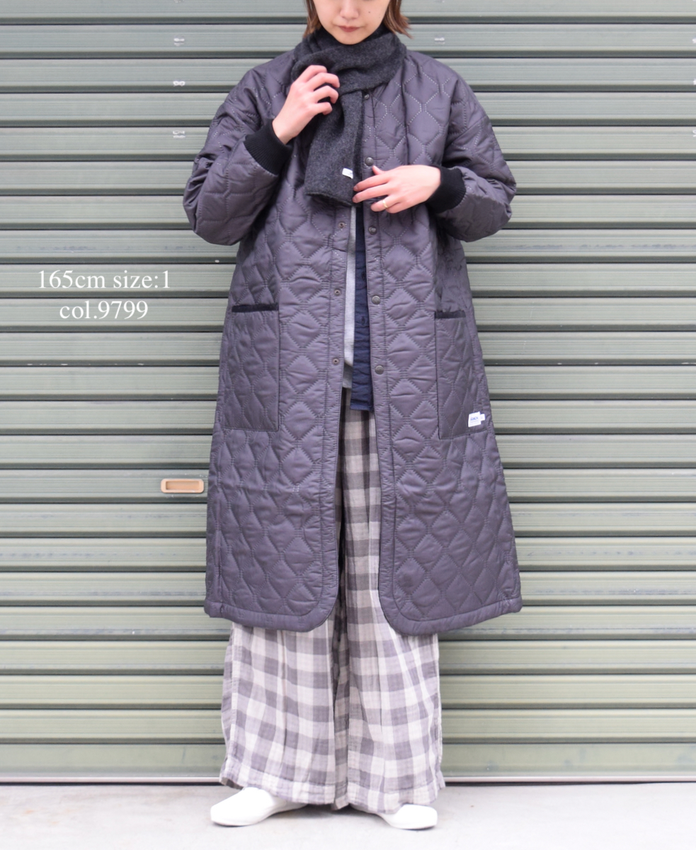 NAM2251PP (コート) POLY×POLY HEAT QUILT OVERSIZED NO COLLAR COAT WITH RIBBED CUFF