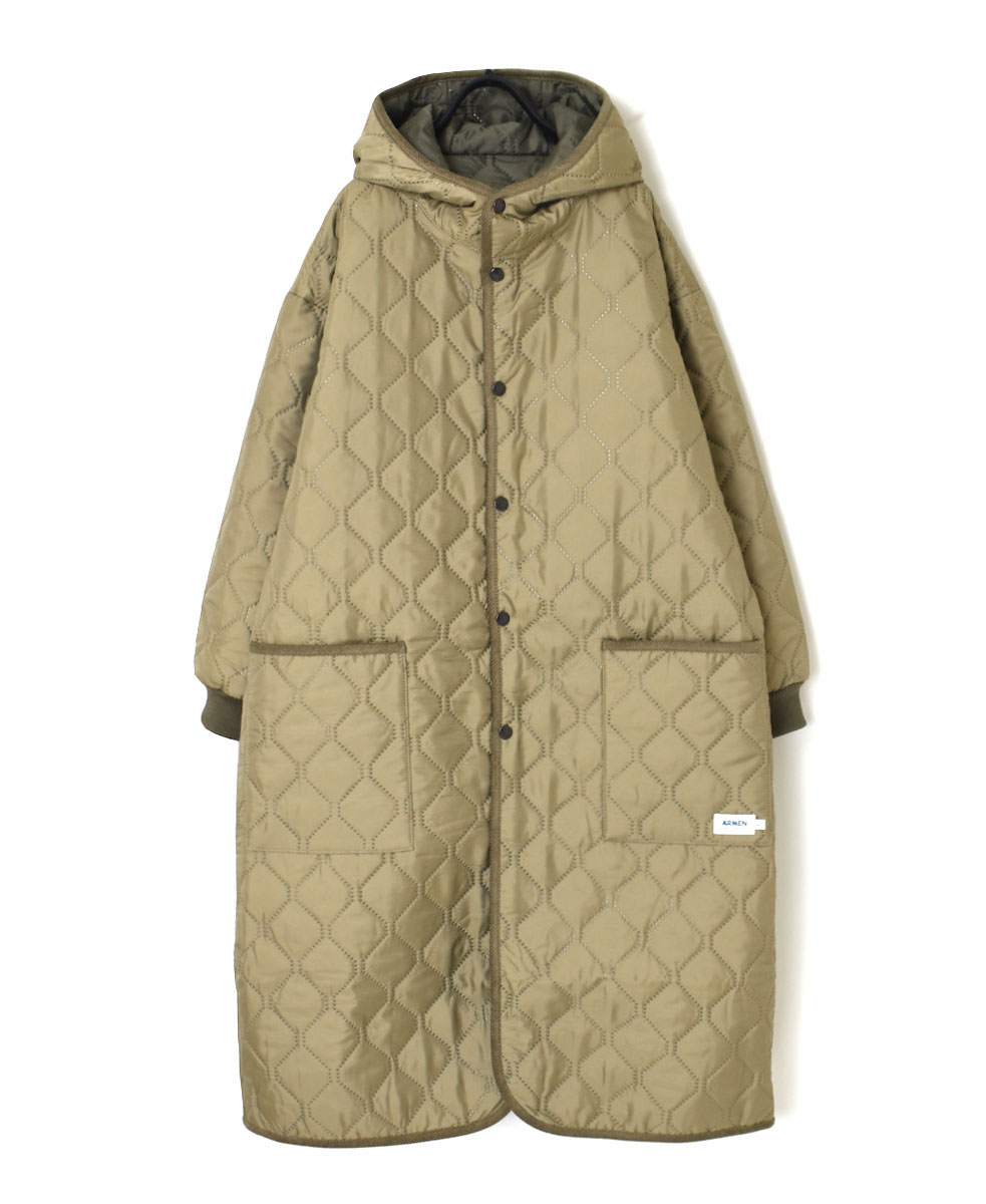 NAM2154PP (コート) POLY×POLY HEAT QUILT OVERSIZED HOODED COAT WITH RIBBED CUFF