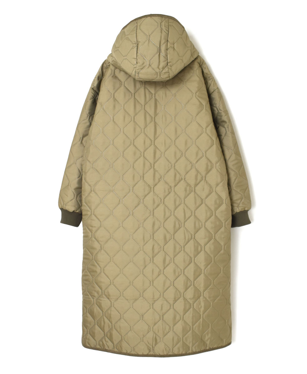 NAM2154PP (コート) POLY×POLY HEAT QUILT OVERSIZED HOODED COAT WITH RIBBED CUFF