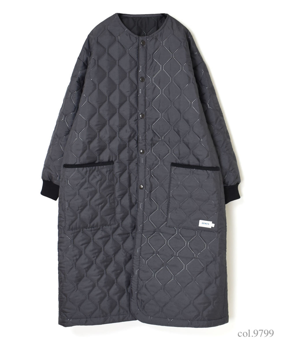 NAM2251PP (コート) POLY×POLY HEAT QUILT OVERSIZED NO COLLAR COAT WITH RIBBED CUFF