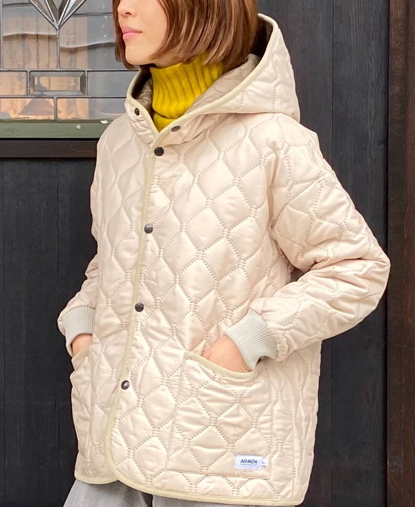 NAM2153PP (ジャケット) POLY×POLY HEAT QUILT OVERSIZED HOODED JACKET WITH RIBBED CUFF