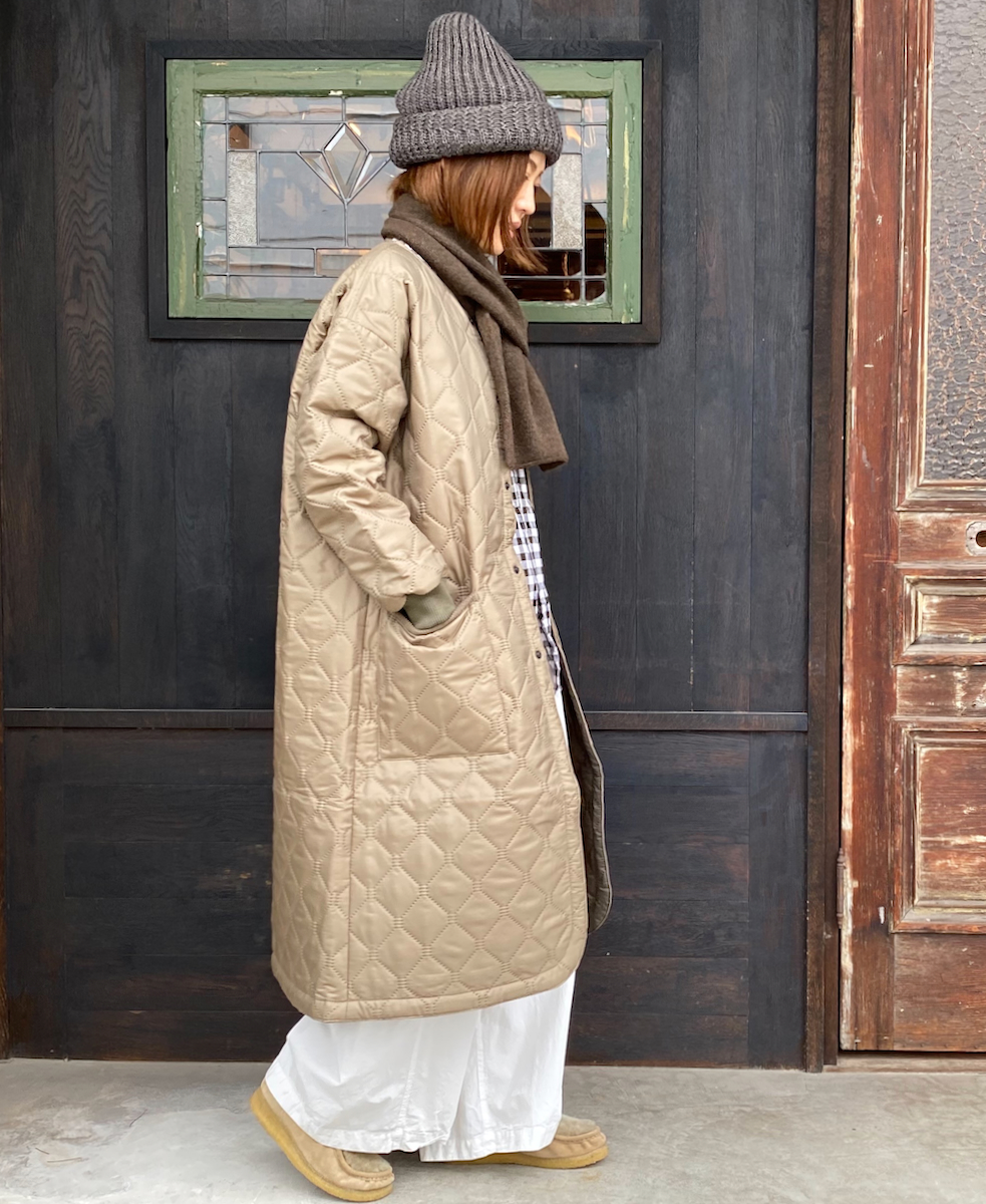 NAM2251PP (コート) POLY×POLY HEAT QUILT OVERSIZED NO COLLAR COAT WITH RIBBED CUFF