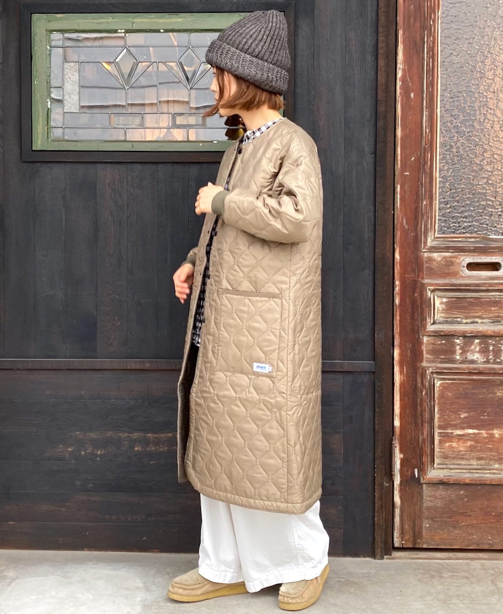 NAM2251PP (コート) POLY×POLY HEAT QUILT OVERSIZED NO COLLAR COAT WITH RIBBED CUFF