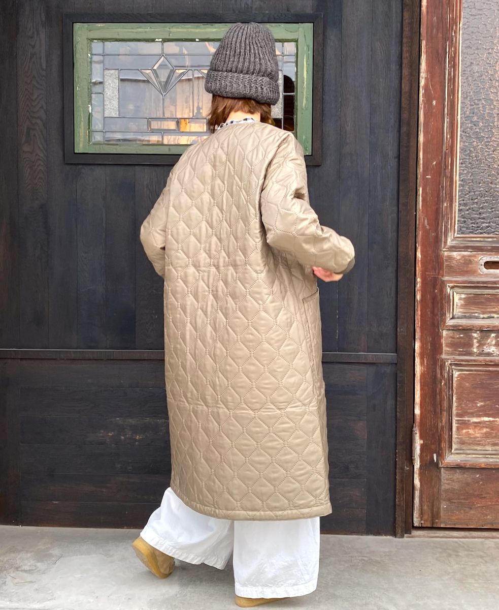 NAM2251PP (コート) POLY×POLY HEAT QUILT OVERSIZED NO COLLAR COAT WITH RIBBED CUFF