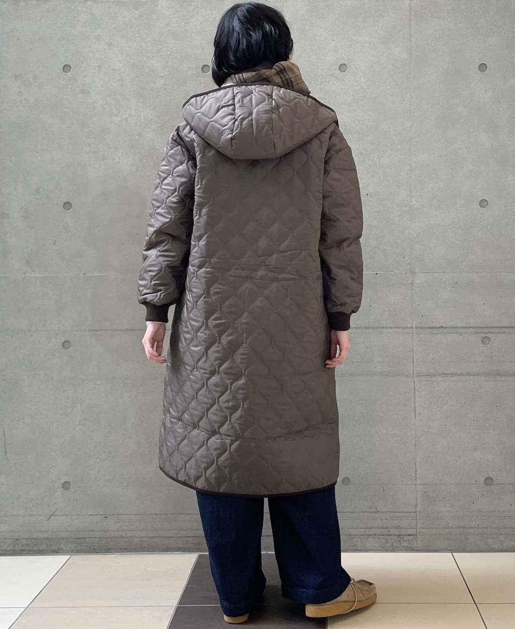 NAM2154PP (コート) POLY×POLY HEAT QUILT OVERSIZED HOODED COAT WITH RIBBED CUFF