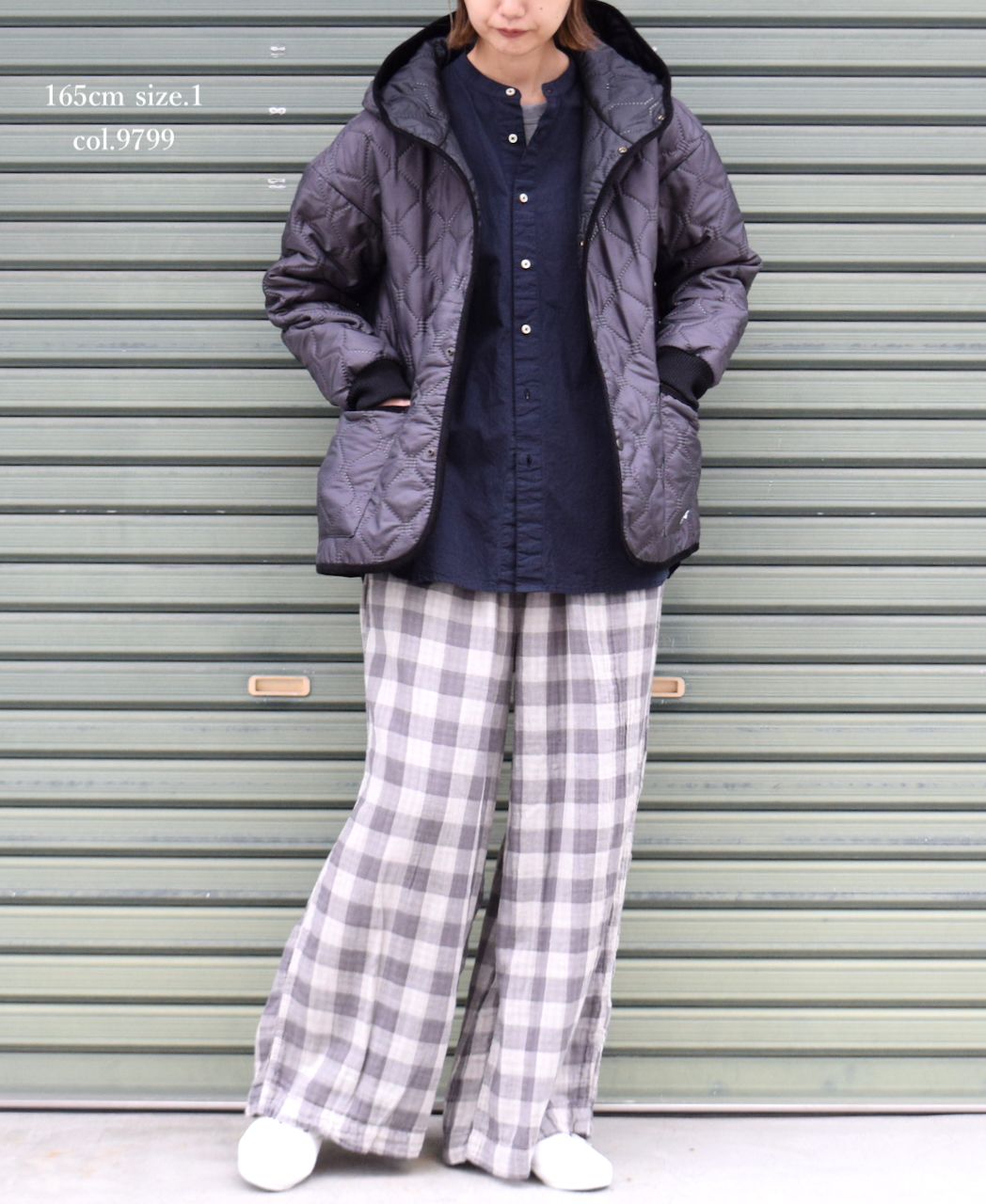 NAM2153PP (ジャケット) POLY×POLY HEAT QUILT OVERSIZED HOODED JACKET WITH RIBBED CUFF