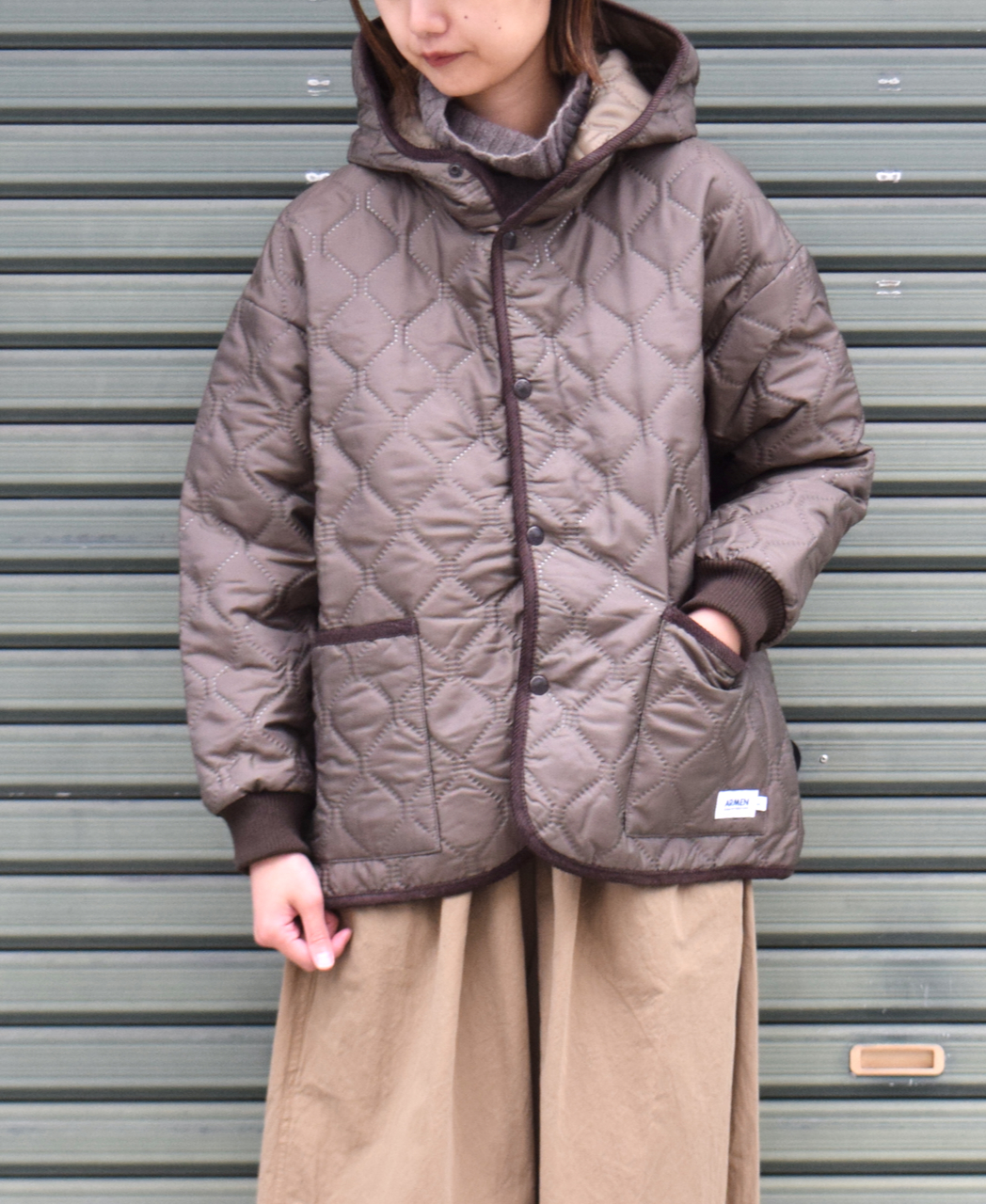 NAM2153PP (ジャケット) POLY×POLY HEAT QUILT OVERSIZED HOODED JACKET WITH RIBBED CUFF