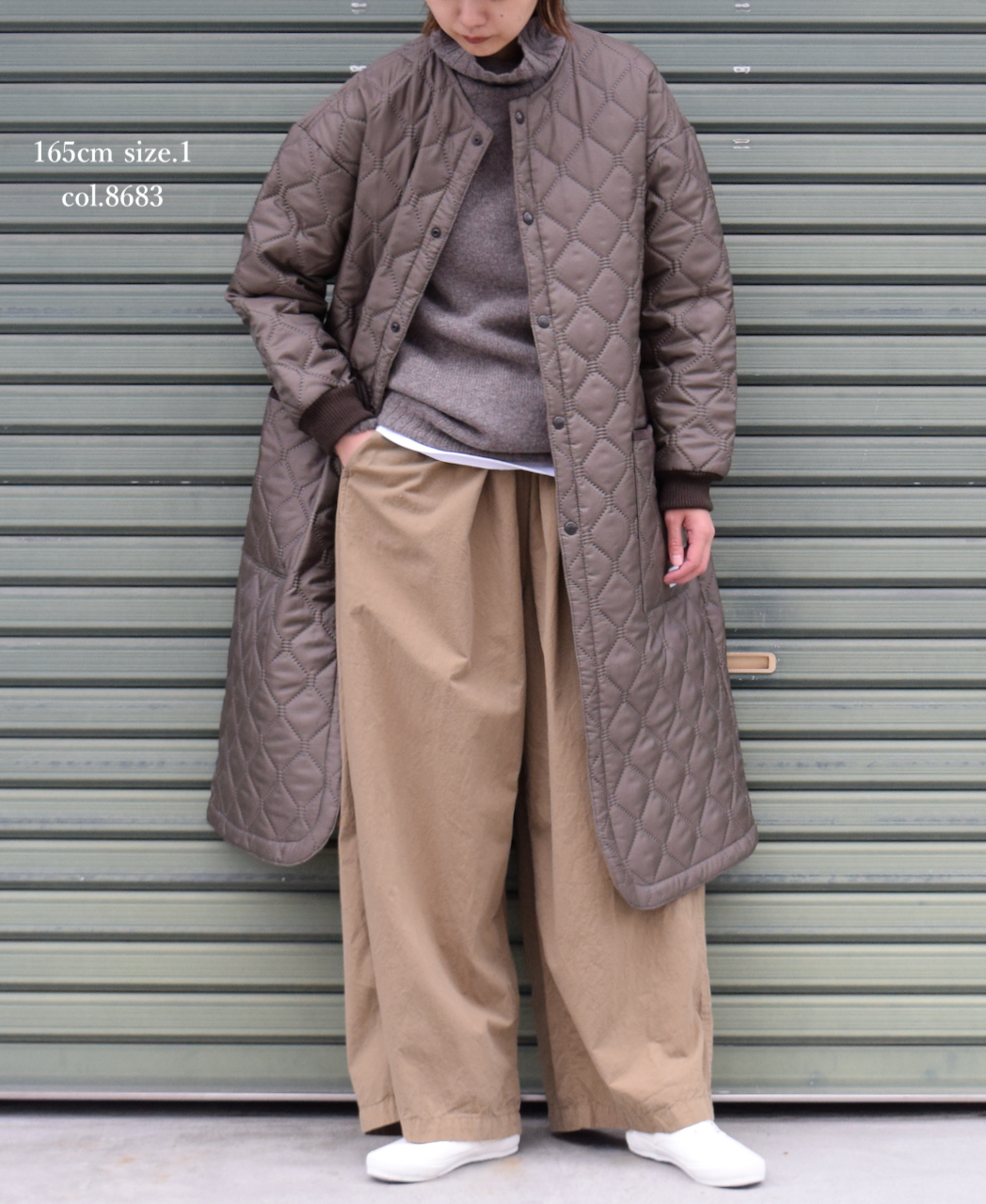 NAM2251PP (コート) POLY×POLY HEAT QUILT OVERSIZED NO COLLAR COAT WITH RIBBED CUFF