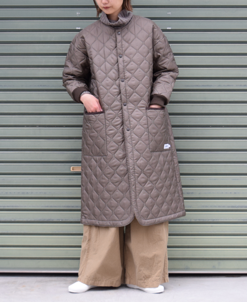 NAM2251PP (コート) POLY×POLY HEAT QUILT OVERSIZED NO COLLAR COAT WITH RIBBED CUFF