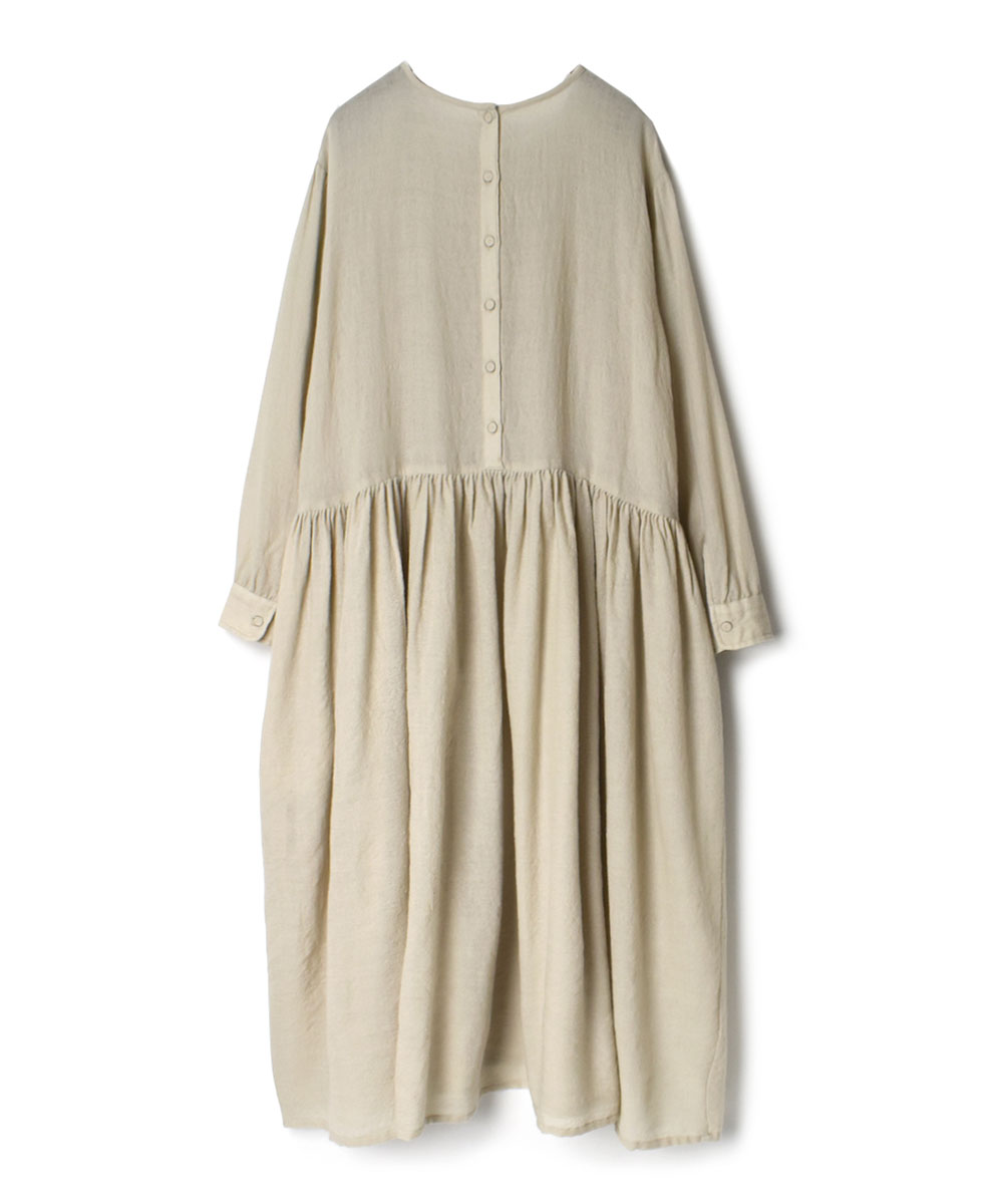 NMDS22571 (ワンピース) BOILED WOOL PLAIN BACK OPENING EMB DRESS