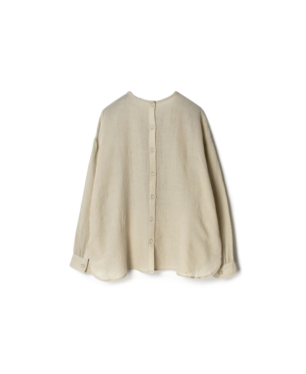 NMDS20562 (シャツ) BOILED WOOL PLAIN BACK OPENING CREW-NECK EMB SHIRT