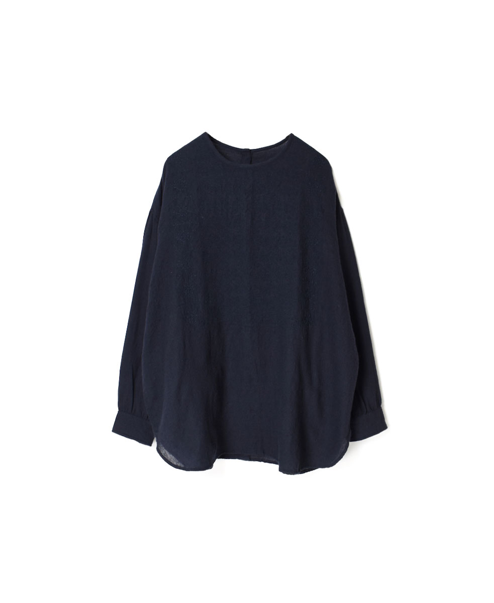 NMDS20562 (シャツ) BOILED WOOL PLAIN BACK OPENING CREW-NECK EMB SHIRT