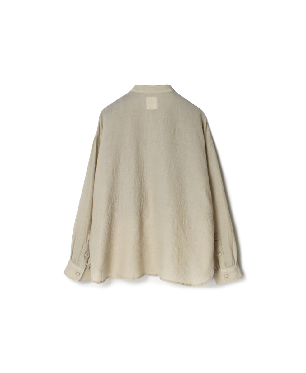 NMDS20561 (シャツ) BOILED WOOL PLAIN BAND COLLAR EMB SHIRT