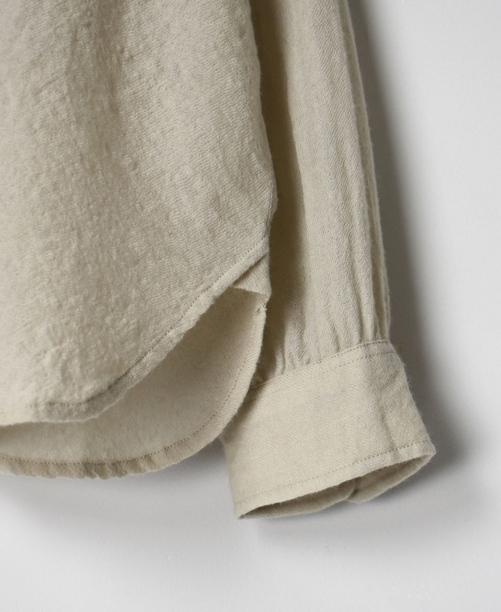 NMDS20561 (シャツ) BOILED WOOL PLAIN BAND COLLAR EMB SHIRT
