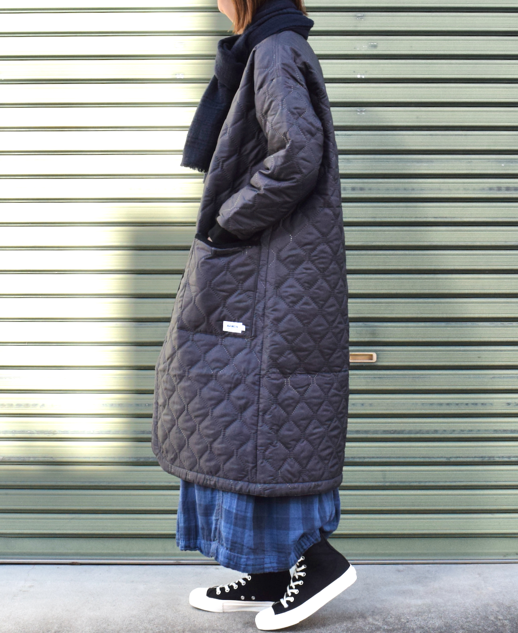 NAM2251PP (コート) POLY×POLY HEAT QUILT OVERSIZED NO COLLAR COAT WITH RIBBED CUFF