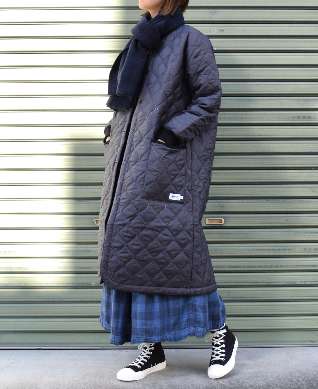 NAM2251PP (コート) POLY×POLY HEAT QUILT OVERSIZED NO COLLAR COAT WITH RIBBED CUFF