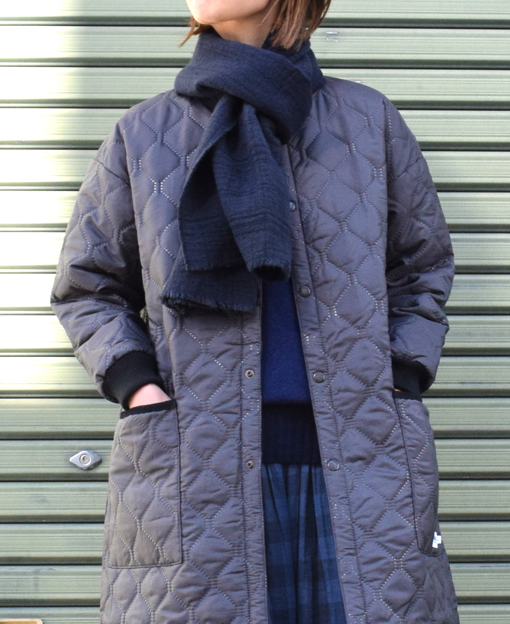 NAM2251PP (コート) POLY×POLY HEAT QUILT OVERSIZED NO COLLAR COAT WITH RIBBED CUFF