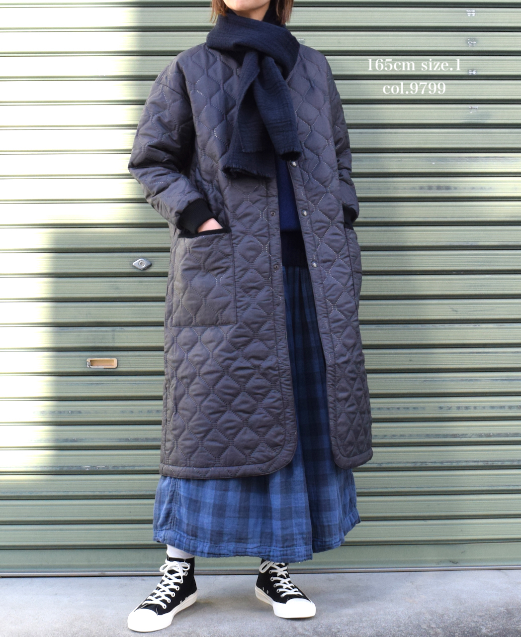 NAM2251PP (コート) POLY×POLY HEAT QUILT OVERSIZED NO COLLAR COAT WITH RIBBED CUFF