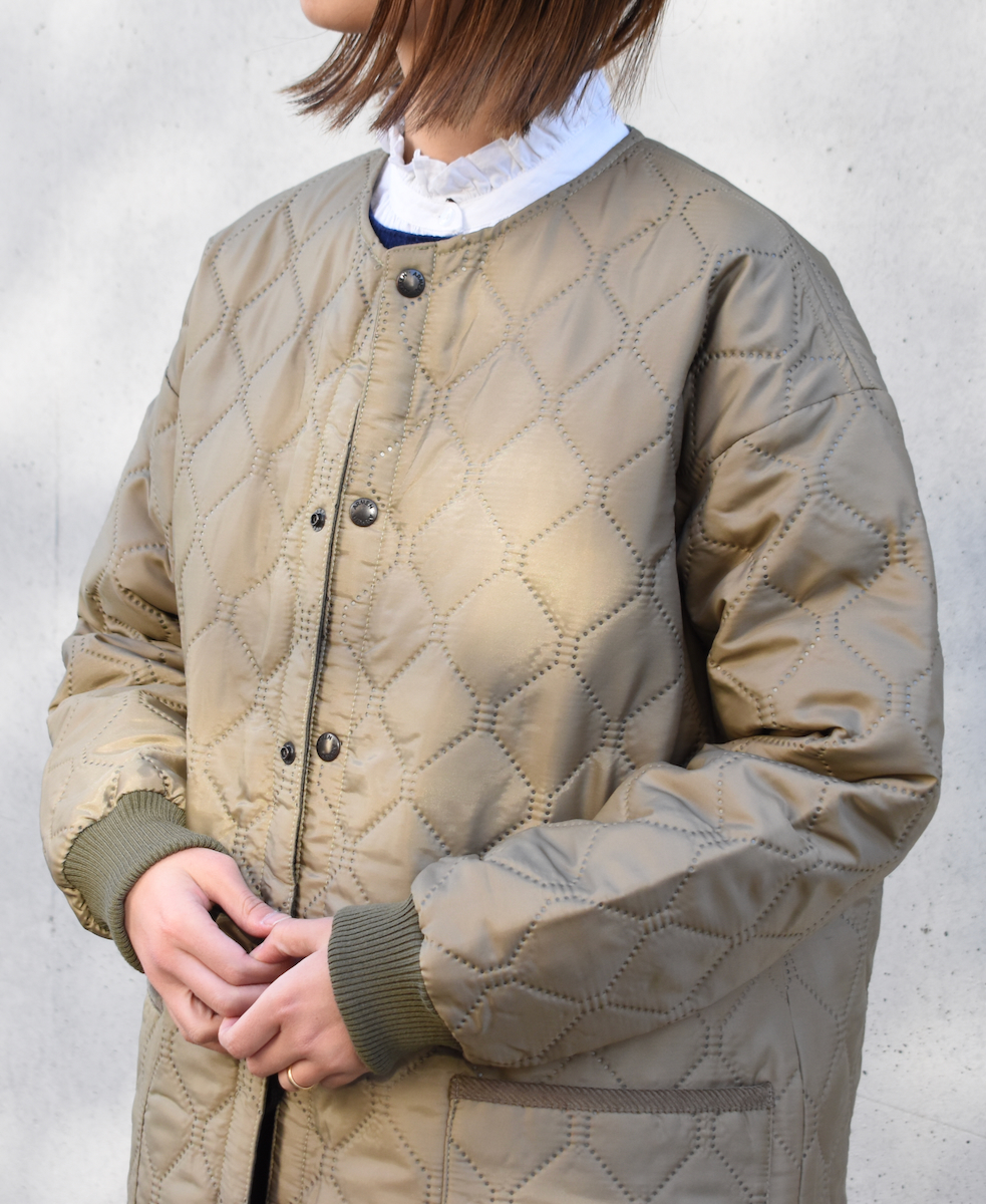 NAM2251PP (コート) POLY×POLY HEAT QUILT OVERSIZED NO COLLAR COAT WITH RIBBED CUFF