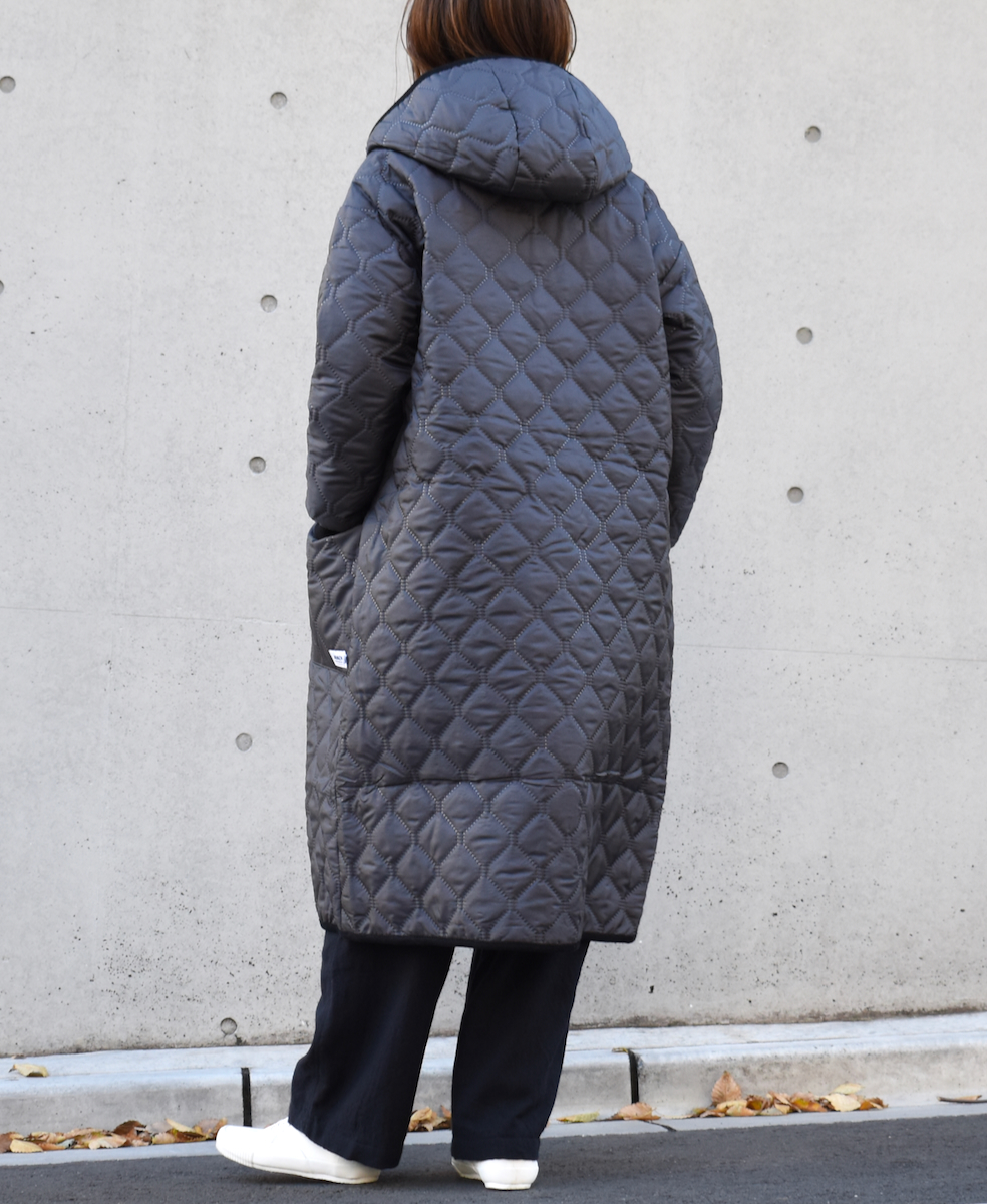NAM2154PP (コート) POLY×POLY HEAT QUILT OVERSIZED HOODED COAT WITH RIBBED CUFF