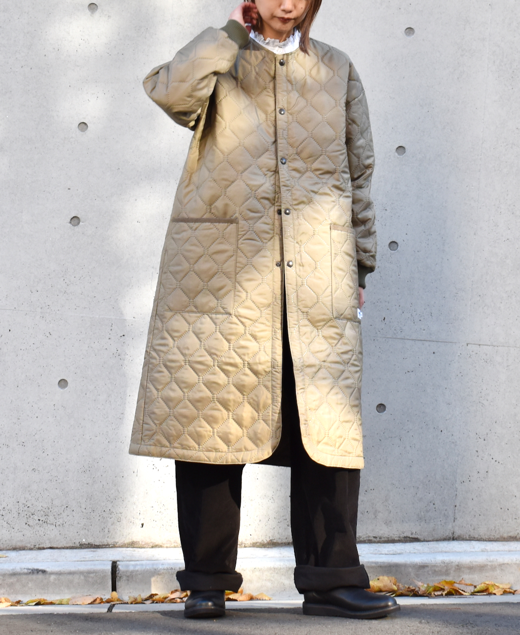 NAM2251PP (コート) POLY×POLY HEAT QUILT OVERSIZED NO COLLAR COAT WITH RIBBED CUFF