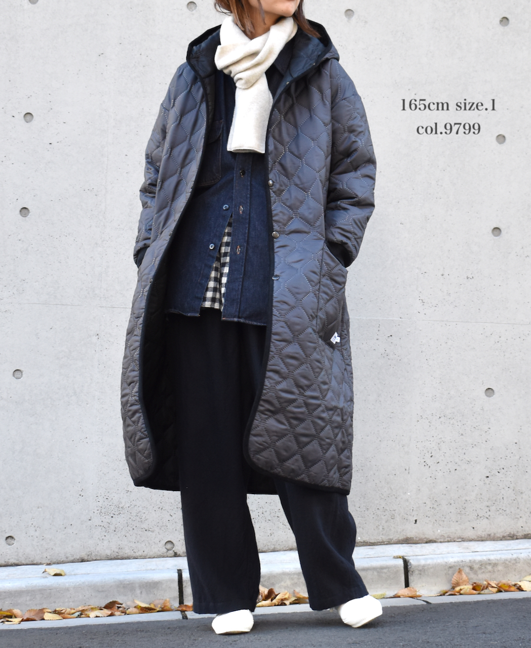 NAM2154PP (コート) POLY×POLY HEAT QUILT OVERSIZED HOODED COAT WITH RIBBED CUFF