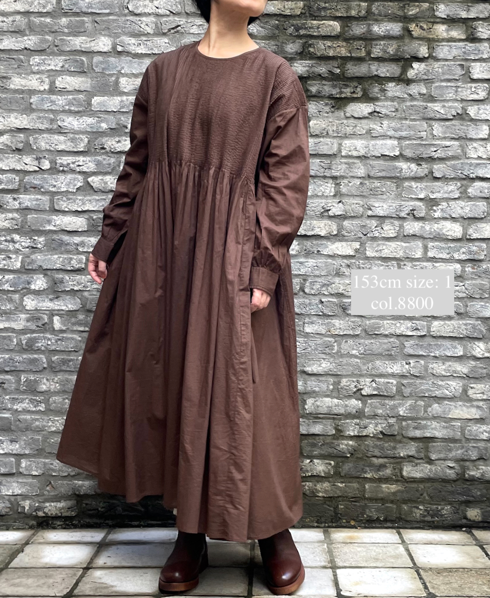NMDS22552 (ワンピース) 60'S ORAGANIC CAMBRIC CREW-NECK P/O DRESS 