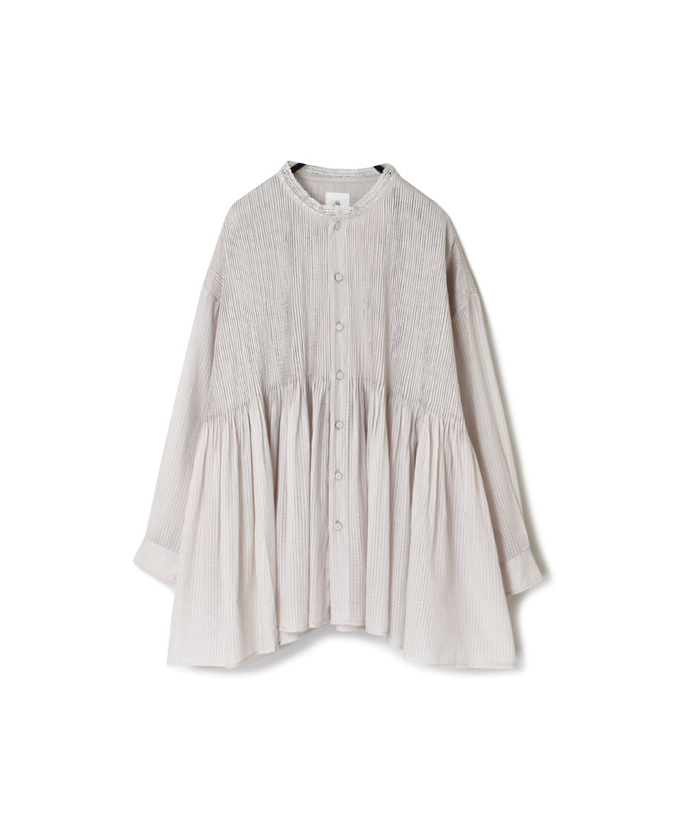 NMDS22542 (ブラウス) 80’S ORGANIC SMALL CHECK LACE COLLAR SHIRT WITH MINI PINTUCK