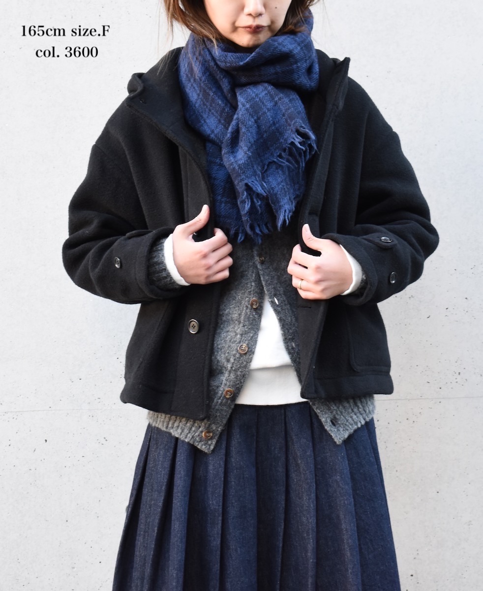 NSL21501 (ストール) BOILED WOOL 2TONE CHECK STOLE