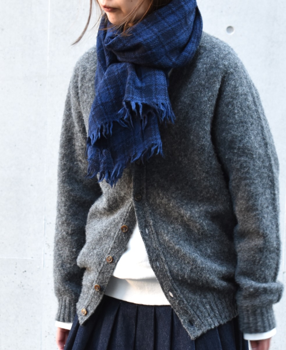 NSL21501 (ストール) BOILED WOOL 2TONE CHECK STOLE