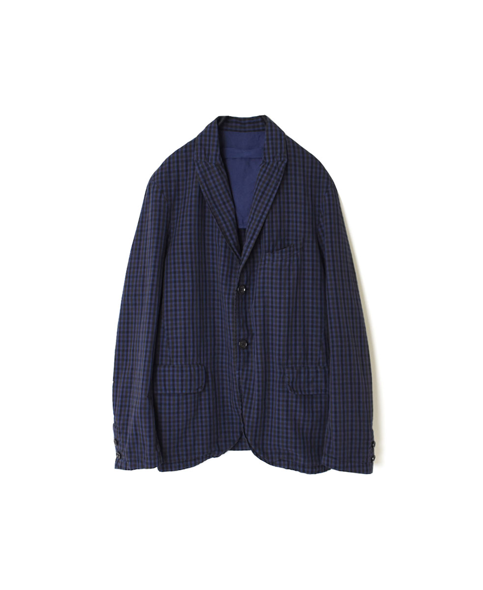 NVL2301PCD (ジャケット) POPLIN BROWN CHECK OVERDYED SIDE VENTS TAILORED JACKET