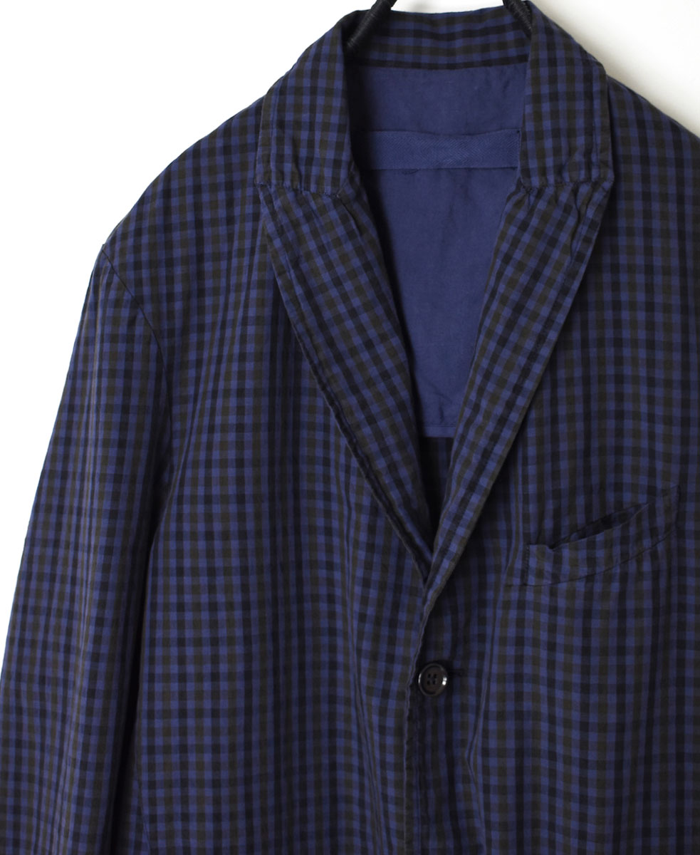 NVL2301PCD (ジャケット) POPLIN BROWN CHECK OVERDYED SIDE VENTS TAILORED JACKET│