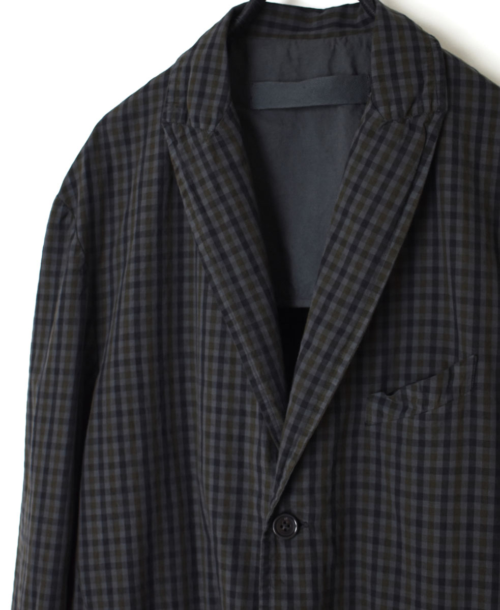 NVL2301PCD (ジャケット) POPLIN BROWN CHECK OVERDYED SIDE VENTS TAILORED JACKET│